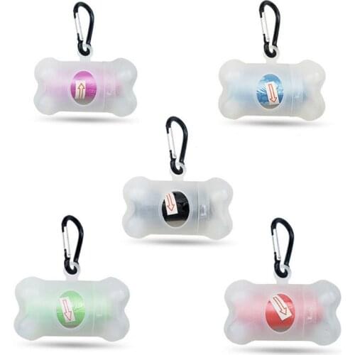Bone Shape Transparent Pet Dog Poop Bag Set Pets Garbage Bags Dispenser