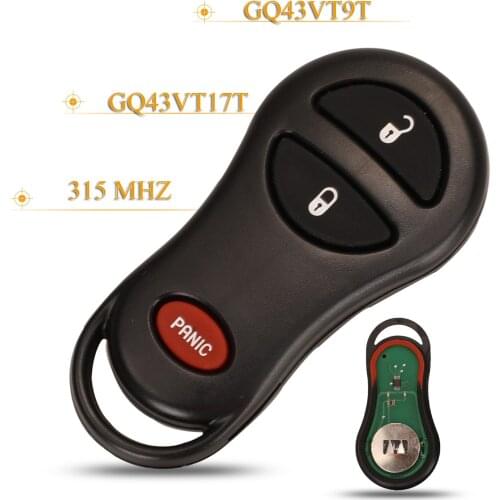 Kutery 3 Buttons Remote Car Key Fob 315Mhz GQ43VT9T/GQ43VT17T For Dodge Durango Jeep Chrysler Concorde 300M 2001-2004