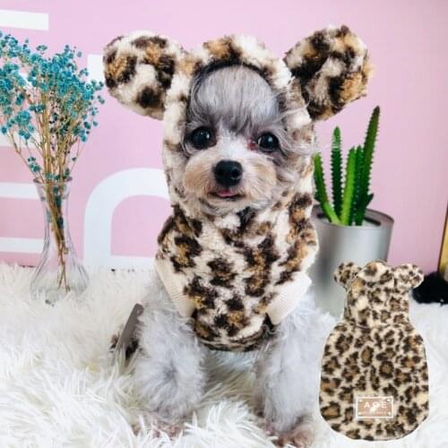 Leopard Dog Clothes Winter Dog Pets Clothing Outfit Warm Dog Coat Jacket Hoodie Yorkshire Pomeranian Poodle Schnauzer Costumes