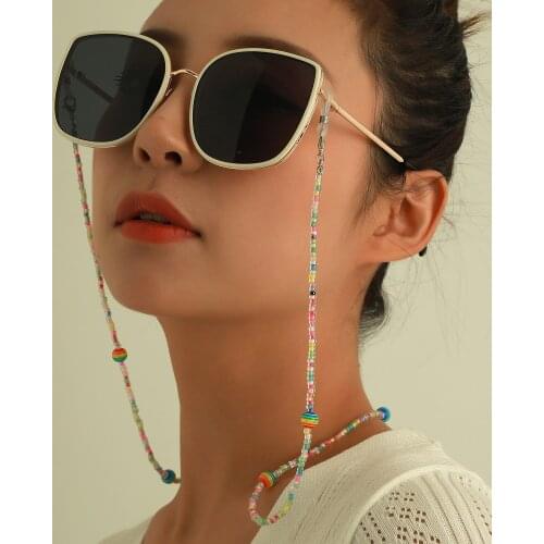 Fashion Sweet Acrylic Polymer Clay Beaded Glasses Lanyard Mask Holder Unisex Multiple Styles Anti-lost Eyewear Chain Hanging