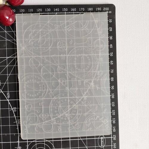Time Gear Embossing Folder Design For DIY Paper Cutting Dies For Scrapbooking Card Making Plastic Plate Size 10.5*14.5cm
