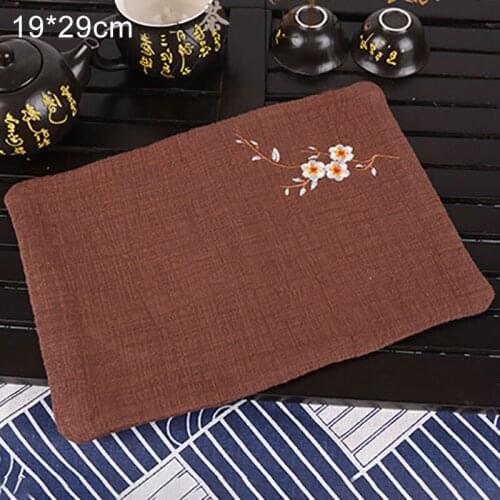 4Colors Flower Embroidered 1Pcs Strong Absorbent Vintage Style Cleaning Towel Pure Cotton Tea Ceremony Accessory