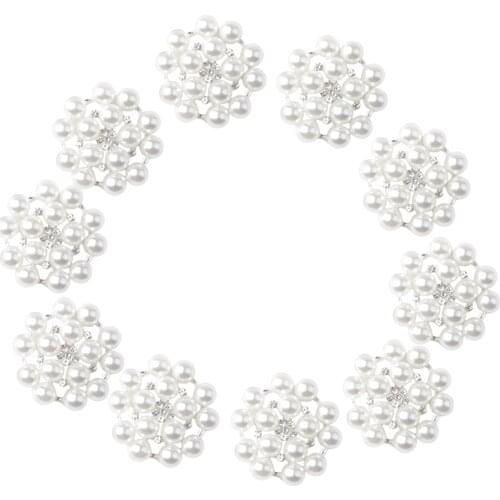 10PCS Flower Rhinestone Button Alloy Flat Back Hair Accessories DIY 23mm