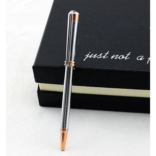 Luxury Metal Rollerball Pen Silver Signature Ballpoint Pens for Business Writing Office School Supplies Stationery Gift