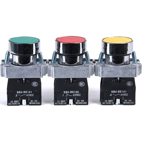 Silver Contact XB2 22mm Pushbutton Switch Flat Push Button Switch,XB2-BA3341C XB2-BA3351C XB2-BA4342C XB2-BA3311C XB2-BA4322C