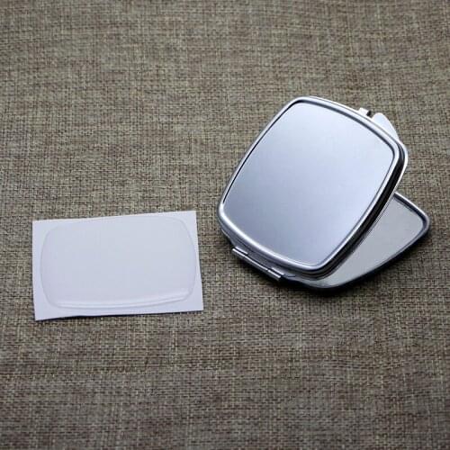Silver Rectangle Compact Mirror Blank Magnifying Pocket Mirror +Epoxy Sticker DIY set #18440