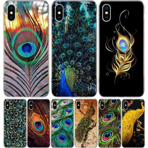 Bird Peacock Feather Silicon Phone Case For Apple IPhone 11 12 Pro X XR XS Max 7 8 6 6S Plus 7G 6G 5S SE + Pattern Cover Coque S
