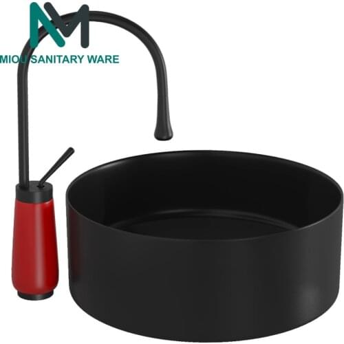 Nordic Dark Green Above Counter Basin Round Wash Basin Matte Black White Ceramic Wash Basin Bathroom Single Basin Small