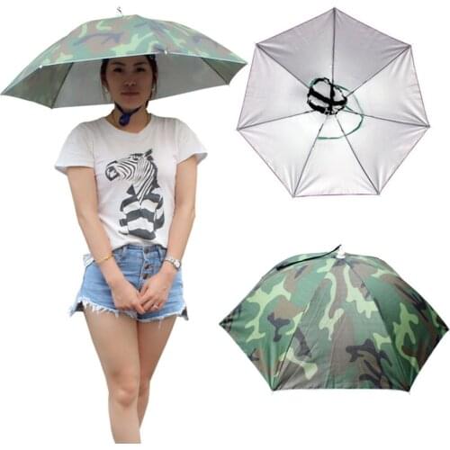 2017 Outdoor Sports 69cm Umbrella Hat Cap Folding Women Men Umbrella Fishing Hiking Golf Beach Headwear Handsfree Umbrella