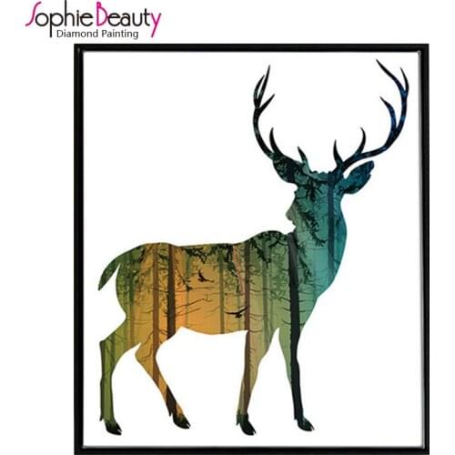 Sophie Beauty Home Needlework Embroidery Set Diy Diamond Painting Cross Stitch Picture Blue Deer Full Square Handmade Mosaic Kit