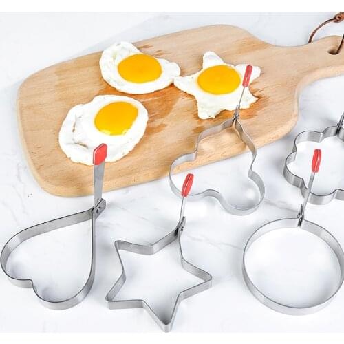Thick 304 Stainless Steel Omelette Ring Silicone Handle Fried Egg Mold Cooking Tools Kitchen Accessories Gadget Ring