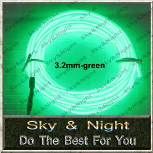 High brightness 3.2mm 5M Flexible Neon Light-green with 2AA battery case inverter with free shipping