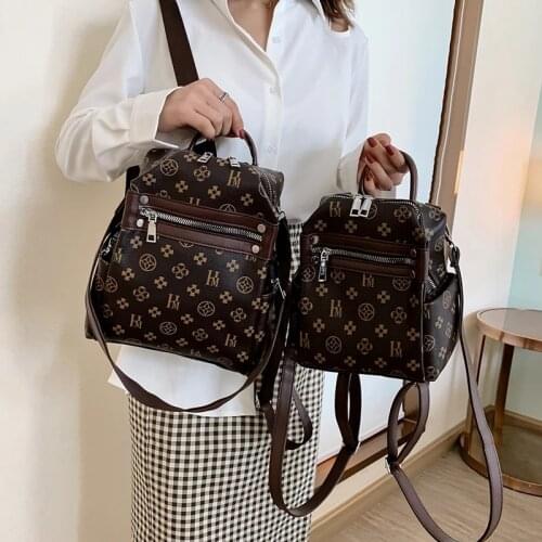 Ladies Flower Backpack French Retro Designer Backpack PU Leather Fashion Casual or Travel Bags