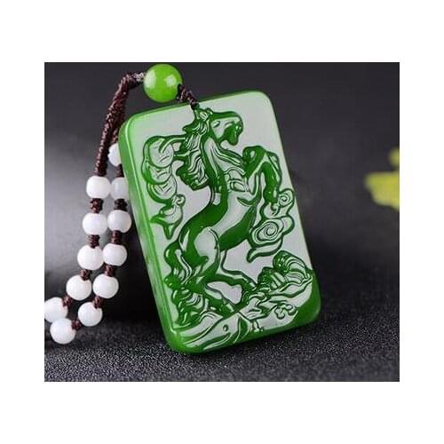Zheru jewelry natural hetian jade green horse pendant necklace exquisite jewelry best gift