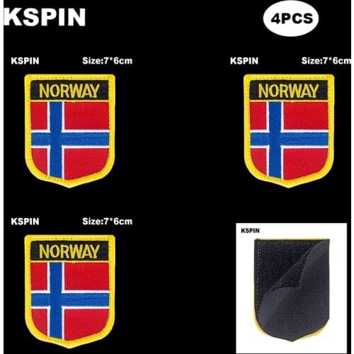 National Flag Patch Hook Loop Norway Badges Armband 3D Stick on Jacket Backpack Stickers