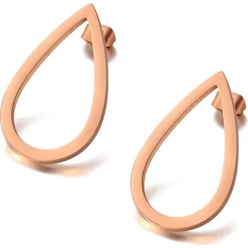 Bohemia Hollow Geometric Drop-shaped Stud Earrings Stainless Steel Trendy Graphics Earrings Jewelry For Women E20100