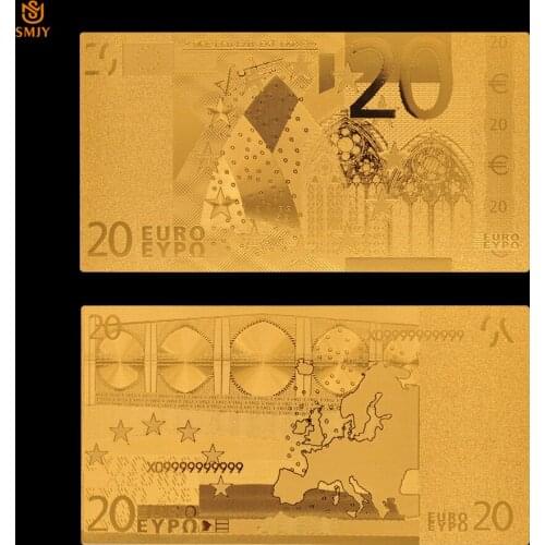Euro Gold Banknote 20 Euro Banknotes Gold Plated Replica Real Money For Home Decoration
