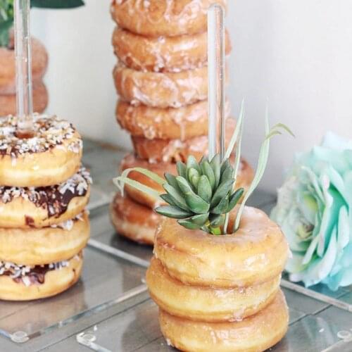 1pc Acrylic Donut Stands Clear Bagels Holder Doughnut Dessert Stand Table For Wedding Birthday Party Treat Display Decoration
