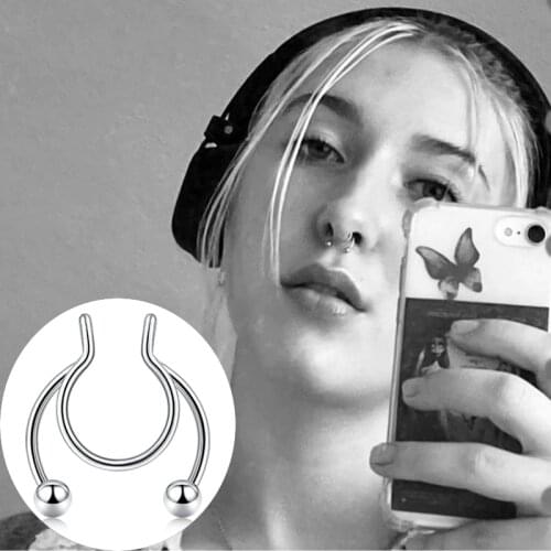 18G 20G Fake Nose Ring Hoop Faux Septum Stainless Steel Nose Piercing Fake Piercing Oreja Pircing Jewelry