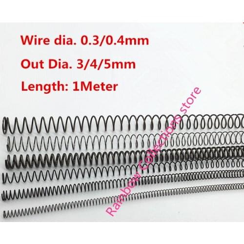 2pcs/lot Spring steel Compression spring Thin wire spring Wire dia. 0.3mm Out Dia. 3/4mm Length 1 meter Free shipping