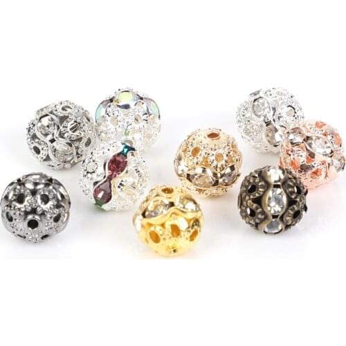 20Pcs Color mixing single line Rhinestone Rondelles Crystal Bead Loose Spacer Beads for DIY Jewelry Making Accessories Supplie