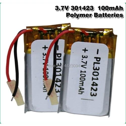 3.7V 100mAh polymer lithium battery 301423 Bluetooth headset, general battery small toys, small device