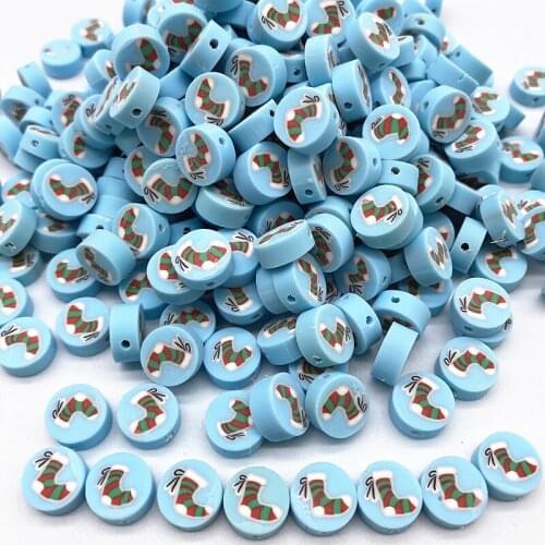 New 30pcs Christmas Snowman Clay Spacer Beads Polymer Clay Beads for Jewelry Making DIY Charms Bracelet Necklace # 02