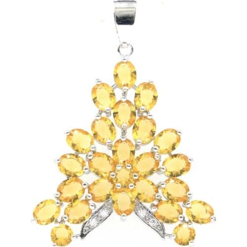 45x32mm New Statement 5.2g Created Golden Citrine Pink Kunzite Women Wedding Silver Pendant Wholesale Drop Shipping