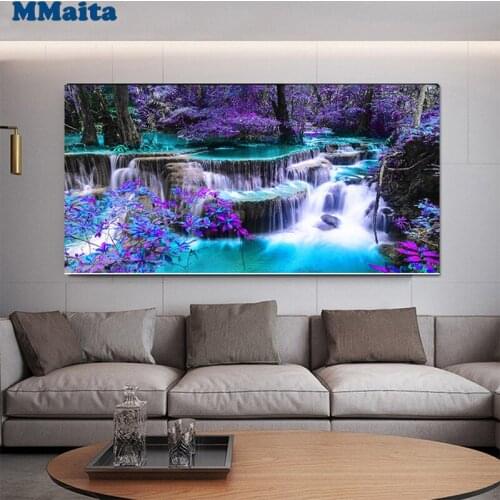DIY Diamond Painting Waterfall Scenic Full Round square Rhinestone Diamond Embroidery Landscape Cross Stitch Mosaic Decor GG5413