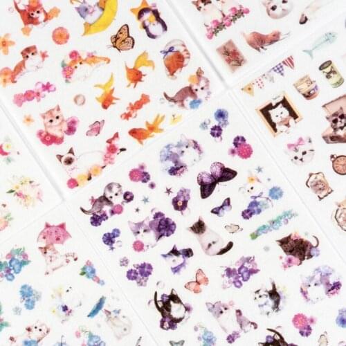Free shipping 10packs Korean Ins Cute Cat Paper Stickers DIY Scrapbooking Decorative Material Stationery