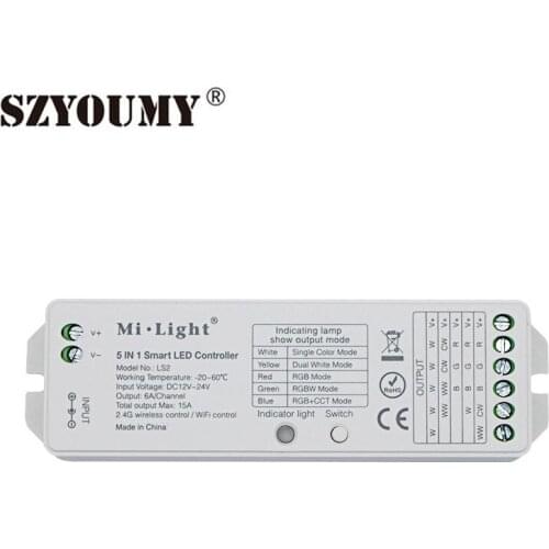 SZYOUMY Milight 5 in 1 Wireless Led Controller Smart App control For RGB RGBW CCT RGB+CCT single Color Led Strip Light