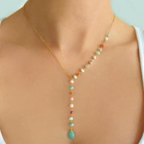 Bohemia Necklace Beads Jewelry Women Y Necklace Pendant On Neck Choker Gold Silver Color Collier Long Boho Beach Jewelry