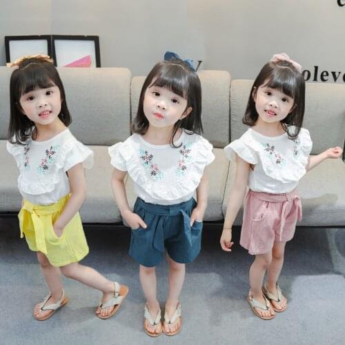 Summer newborn baby girl clothes sets fashion design flying sleeve top + shorts suit for toddler girls baby clothing outfit sets