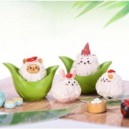 Cute Dumpling Chinese Ornaments Zongzi Mini Model Home Decor DIY Figurines Resin Micro Landscape Miniature Desktop Room Decor