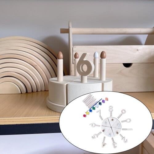 DIY Wooden Birthday Cake Painting Kit Kitchen Toy Pretend Play for Kids