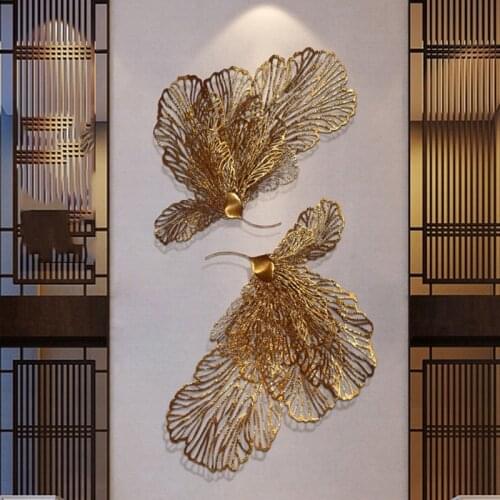 Nordic Luxury Wrought Iron Peacock Feather Wall Sticker Home Background Wall Mural Decoration Store Cafe Bar Wall Hanging Crafts