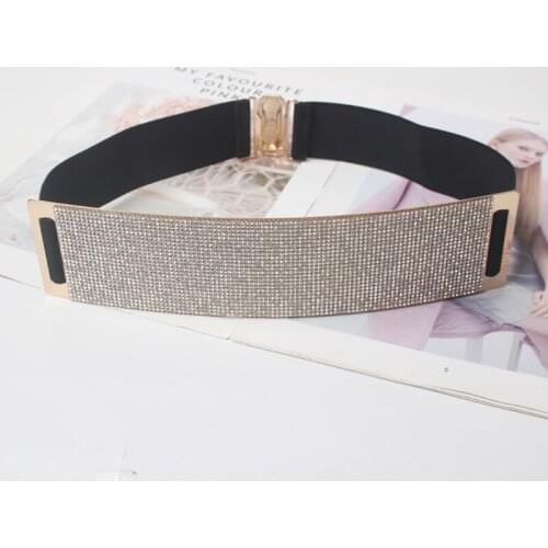 New Fashion brand Elastic Corset bride Belts For Women Glass color Crystal Rhinestone Ladies wide inlaid Belt Waist Girdle