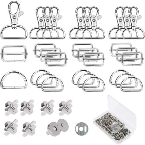 Swivel Snap Hooks Magnetic Buttons Metal D Ring Tri Glide Slide Buckle for DIY Hardware Belt Adjuster Sewing Accessory