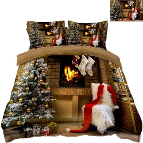 Christmas tree room decoration bedding set queen size Twin Full king California king 3D bedsheet duvet bed cover Pillowcase