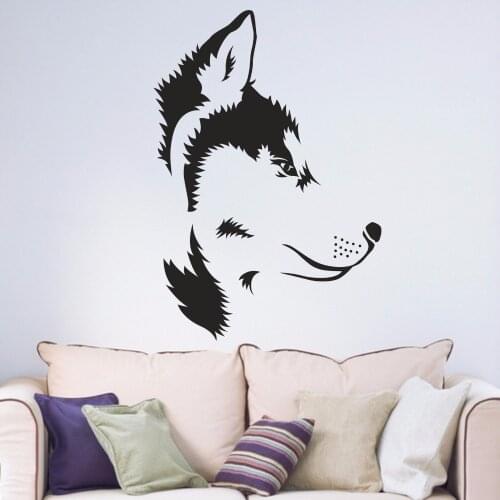 Dog Siberian Husky Dog Living Room Hallway Kitchen Portrait Window Decal Home Decal Removable Vinyl Wall Art Decal Sticker B055