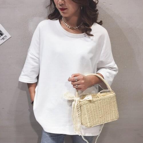 Straw Vegetable Basket Bag Female Bag Straw Handbags 2021new Woven Bucket Pearl Handbag Women Shoulder Bags