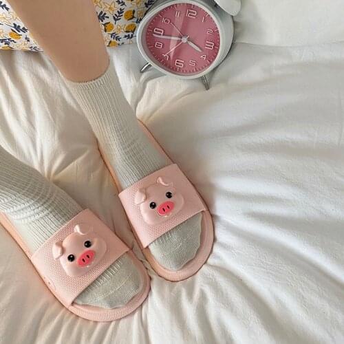 Apanzu Women Open Toe Cute Pig Slippers Ladies Man Indoor Shoes 2021 Female Summer Comfort Beach Slipper Woman Light Footwear