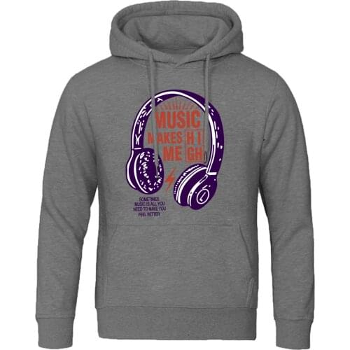 2020 spring Autumn Harajuku Hoodies Streetwear Hip Hop Fashion Funny Music Makes Me High Hooded Mans Sweatshirts Wram Clothings