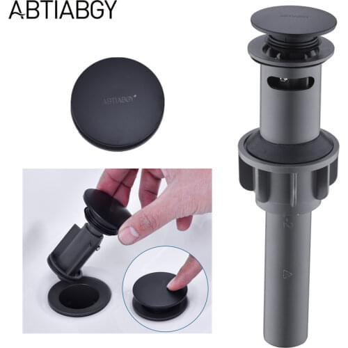 Stainless Steel Pop Up Sink Drain Stopper with Overflow Matt Black Lavatory Basin Drain Filter Bathroom Basin Faucet Accessories