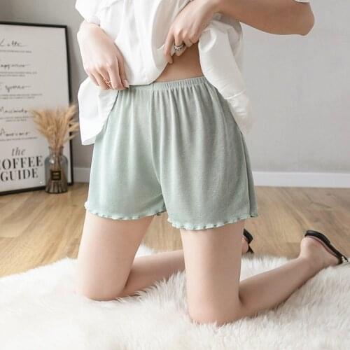 Plus Size Ice Silk Women Safety Short Pants Anti-empty Summer Womans Lounge Wear Loose Pajama Short Pants Soft Home Cute Shorts