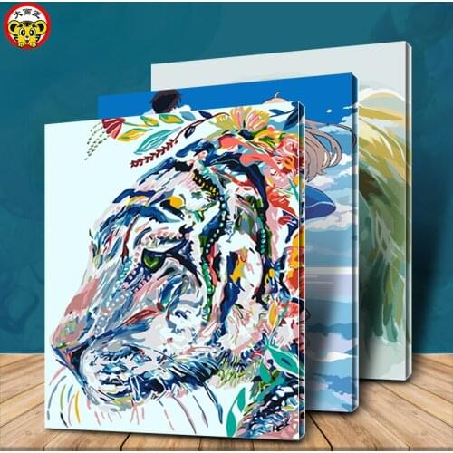 Painting by numbers art paint by number DIY decoration living room bedroom sofa background color painting tiger head