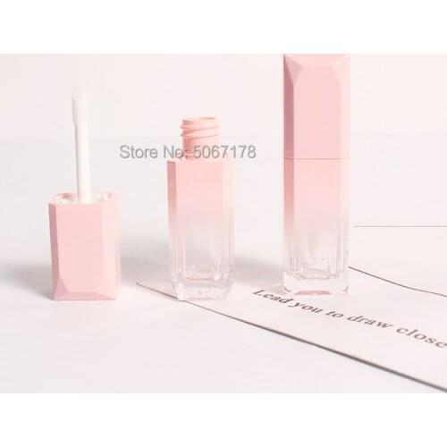 10/20/30/50pcs Gradient Pink Empty Lip Gloss Tube, Square Lip Gloss Refillable Bottles,Plastic Liquid Lipstick Container
