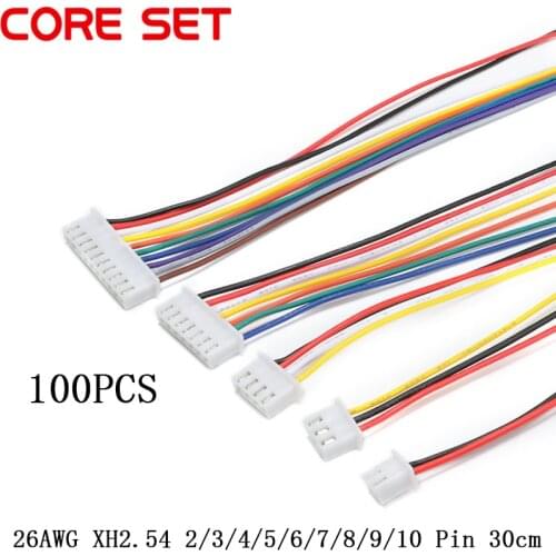 100pcs/lot 26AWG JST XH2.54 2/3/4/5/6/7/8/9/10 Pin XH-2.54 Pitch 2.54mm Connector Plug With Wire Cable 30cm Length