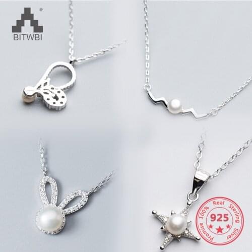 2018 Hot Sale S 925 Silver More Style Lovely Rabbit Rose Gold Adjustable Freshwatwr Pearls Necklaces
