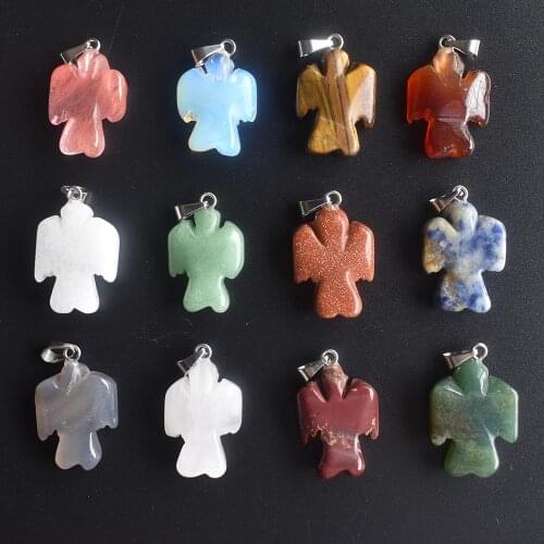 2020 New Fashion Hot Sell natural Stone Mixed Angel charms Pendants for jewelry making 12pcs/lot Wholesale Free shipping